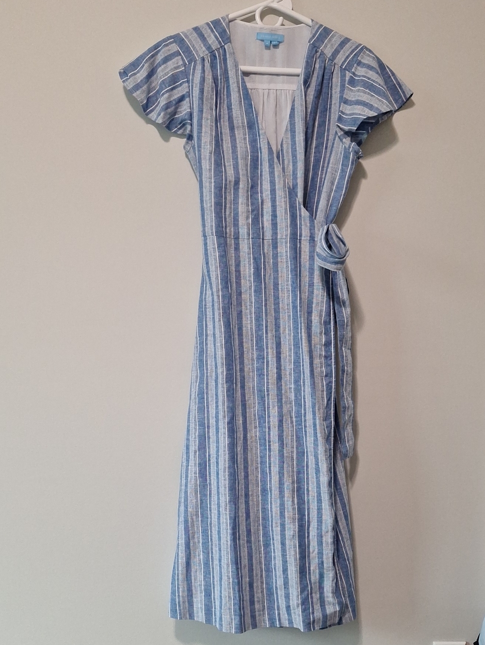 Draper James Blue & White Striped Midi Wrap Dress